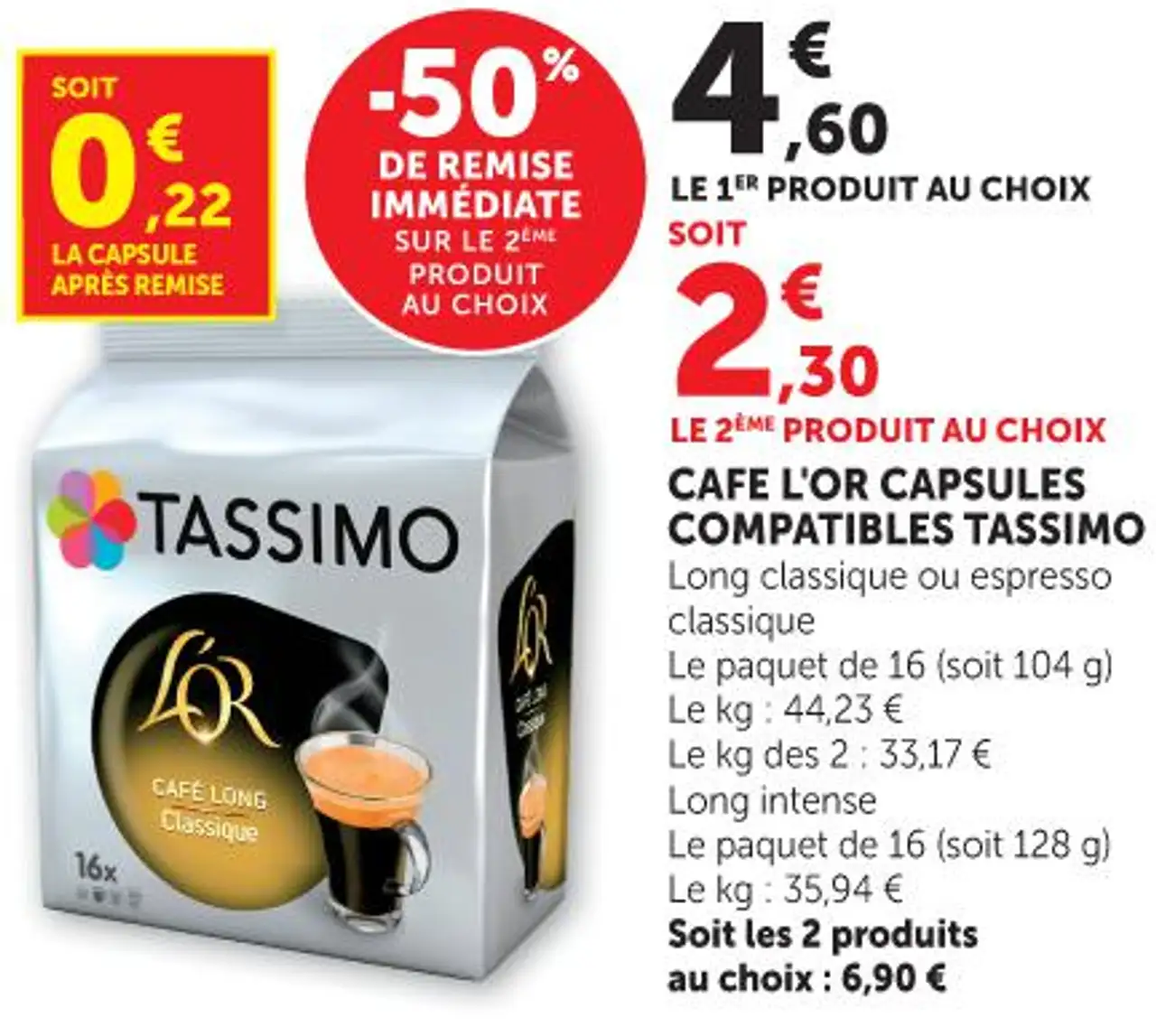 CAFE L'OR CAPSULES COMPATIBLES TASSIMO Long classique ou espresso classique