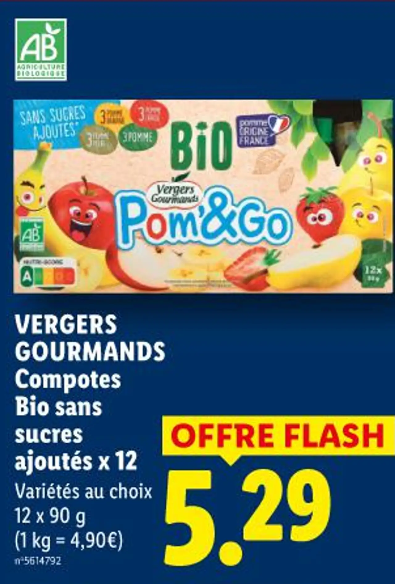 VERGERS GOURMANDS Compotes Bio sans sucres ajoutés x 12