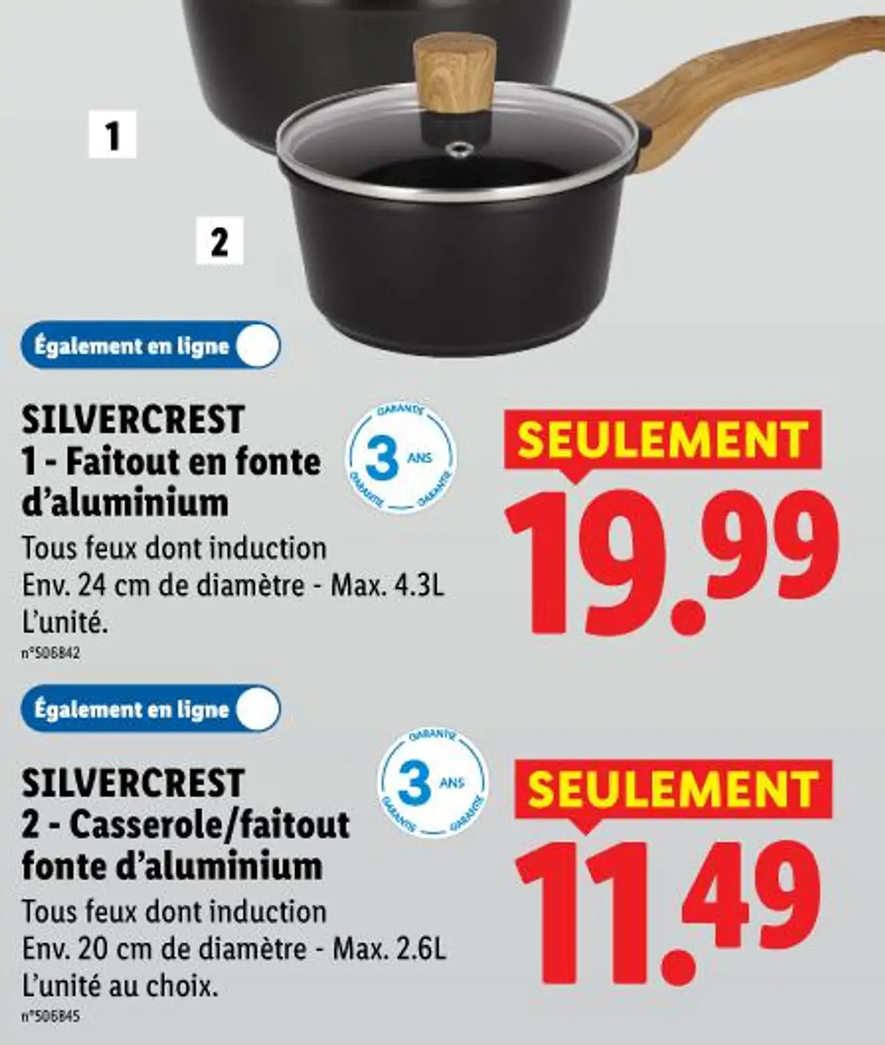 SILVERCREST 2-Casserole/faitout fonte d'aluminium