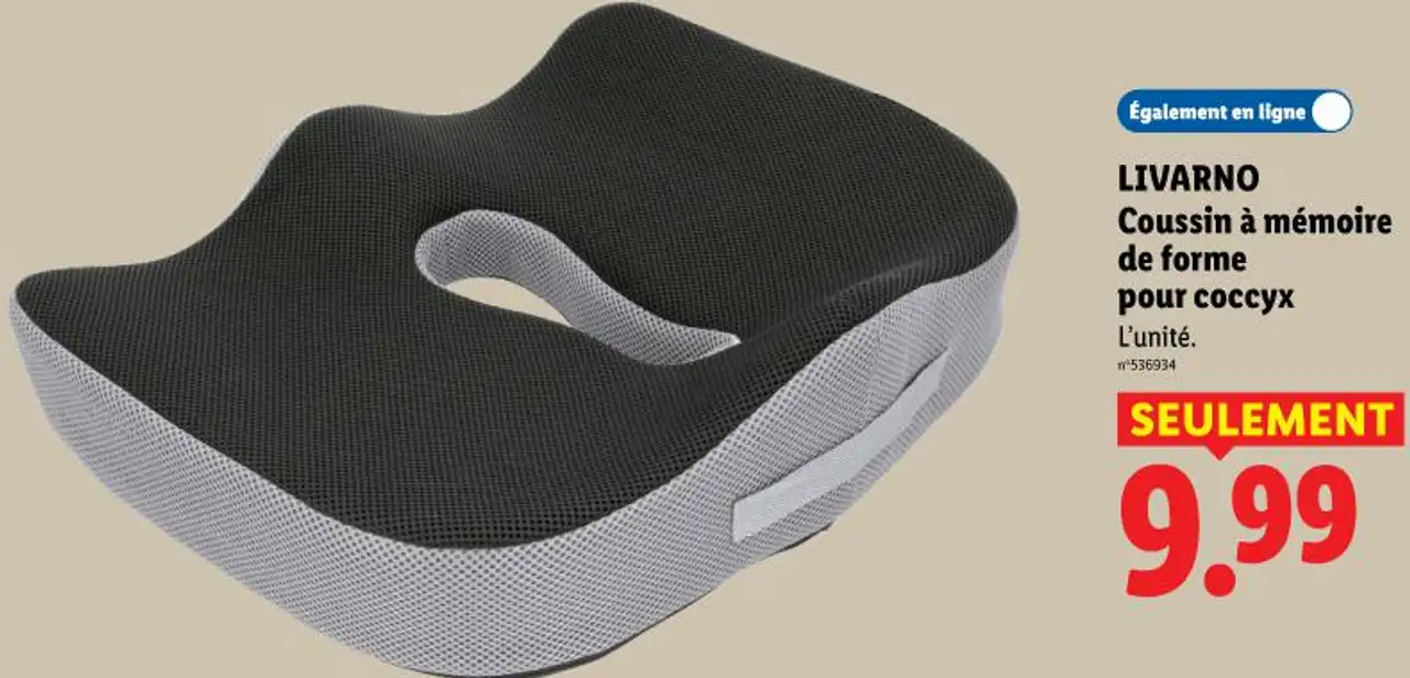 LIVARNO Coussin à mémoire de forme pour coccyx