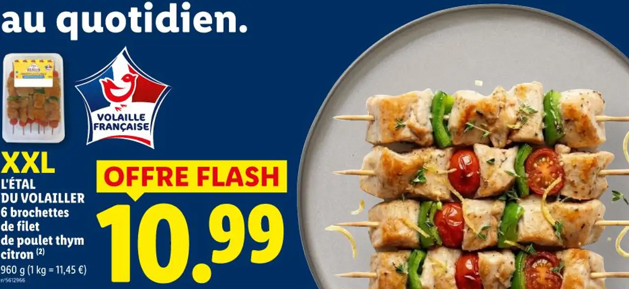 6 brochettes de filet de poulet thym citron L'étal du volailler