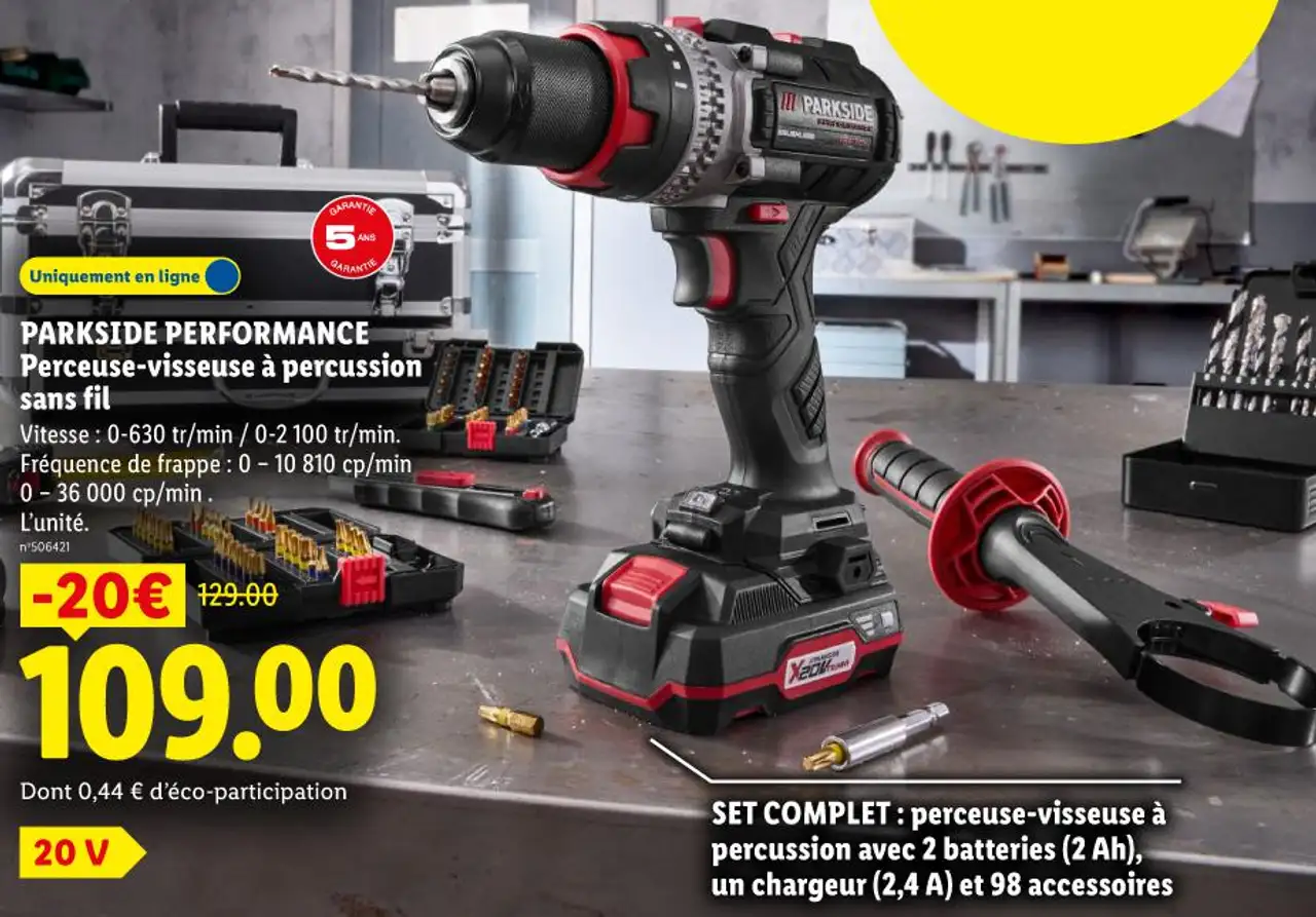 PARKSIDE PERFORMANCE Perceuse-visseuse à percussion sans fil
