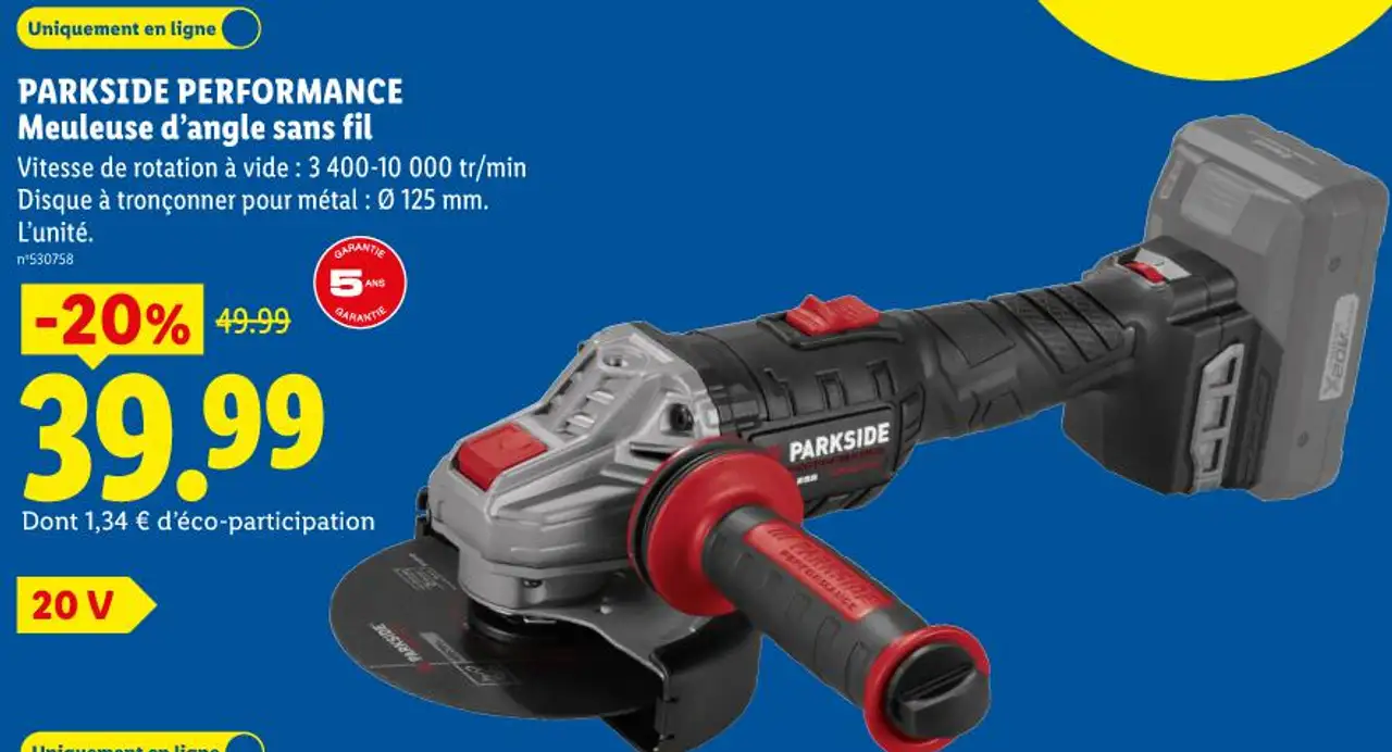 PARKSIDE PERFORMANCE Meuleuse d'angle sans fil