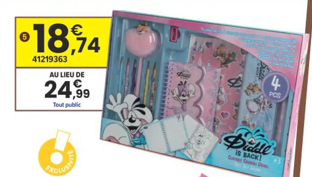 COFFRET PLUMIER DIDDL STYLO POMPON CARNET A6 ET AUTOCOLLANTS