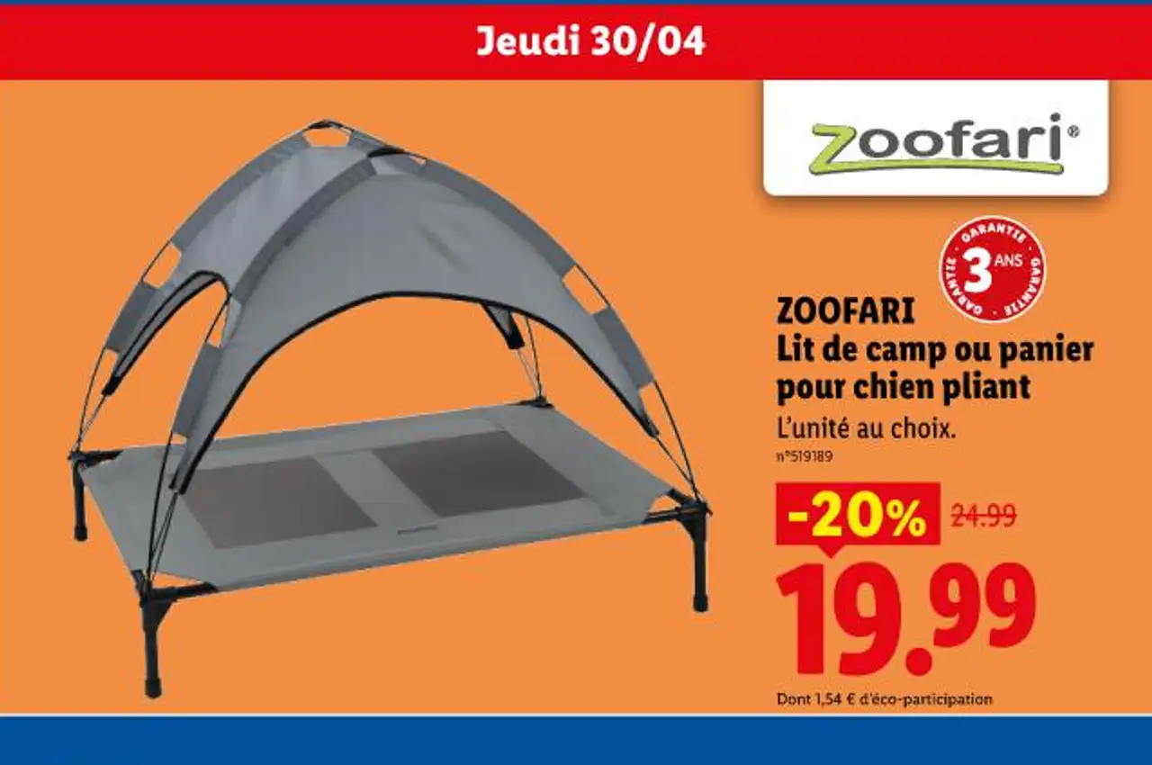 Lit de camp ou panier pour chien pliant