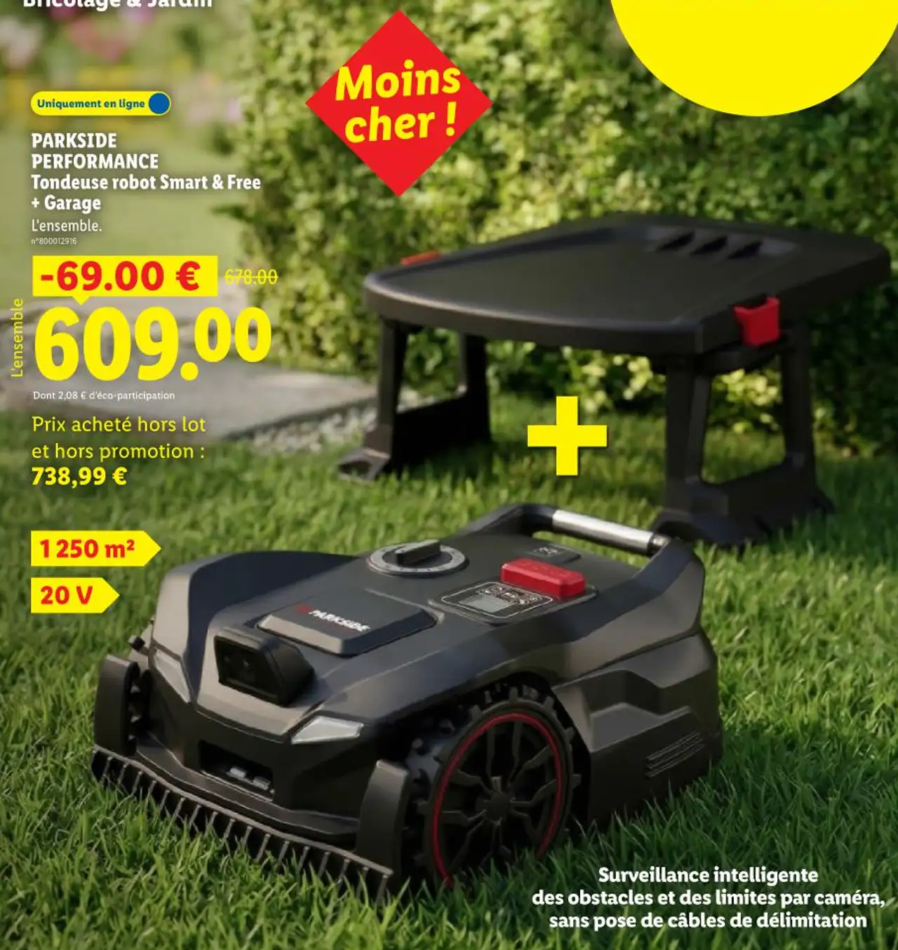 PARKSIDE PERFORMANCE Tondeuse robot Smart & Free + Garage