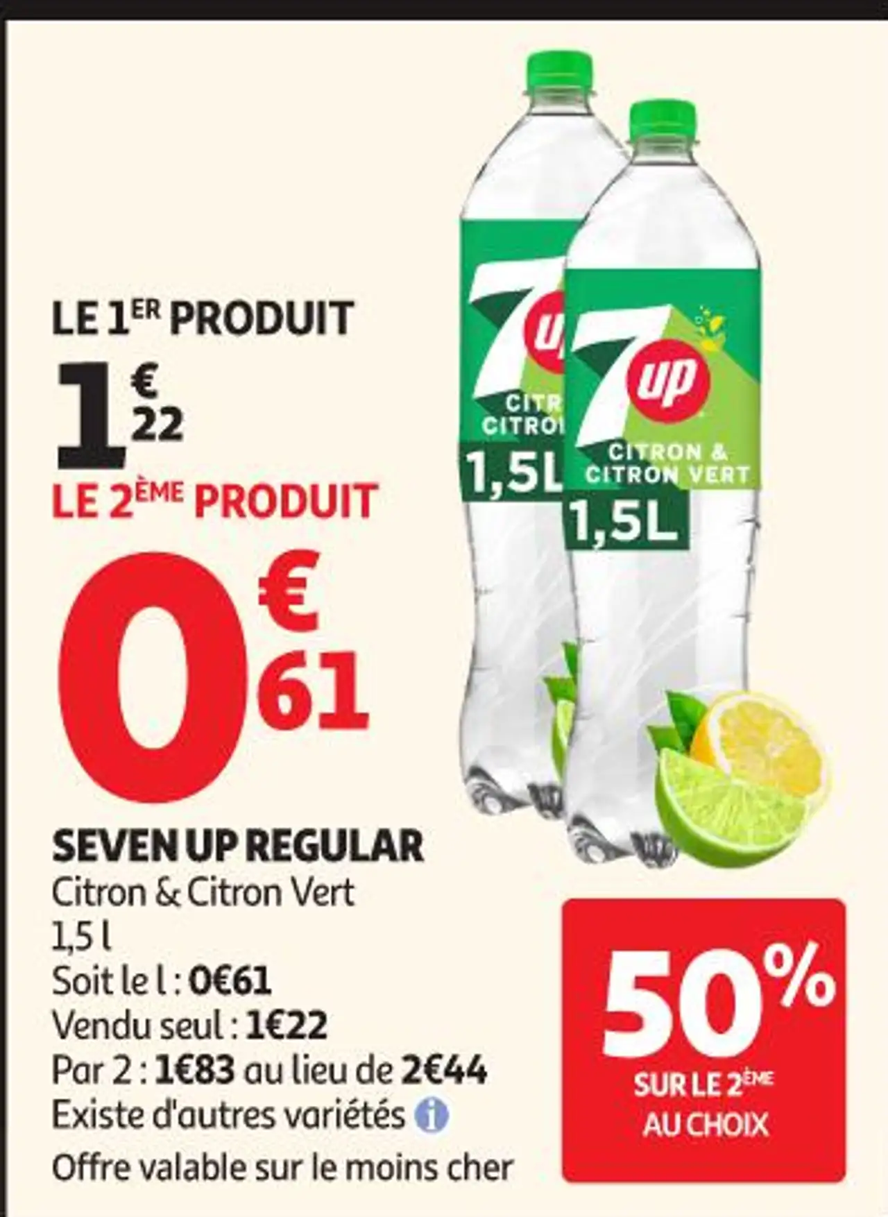 SEVEN UP REGULAR Citron & Citron Vert 1,5 l