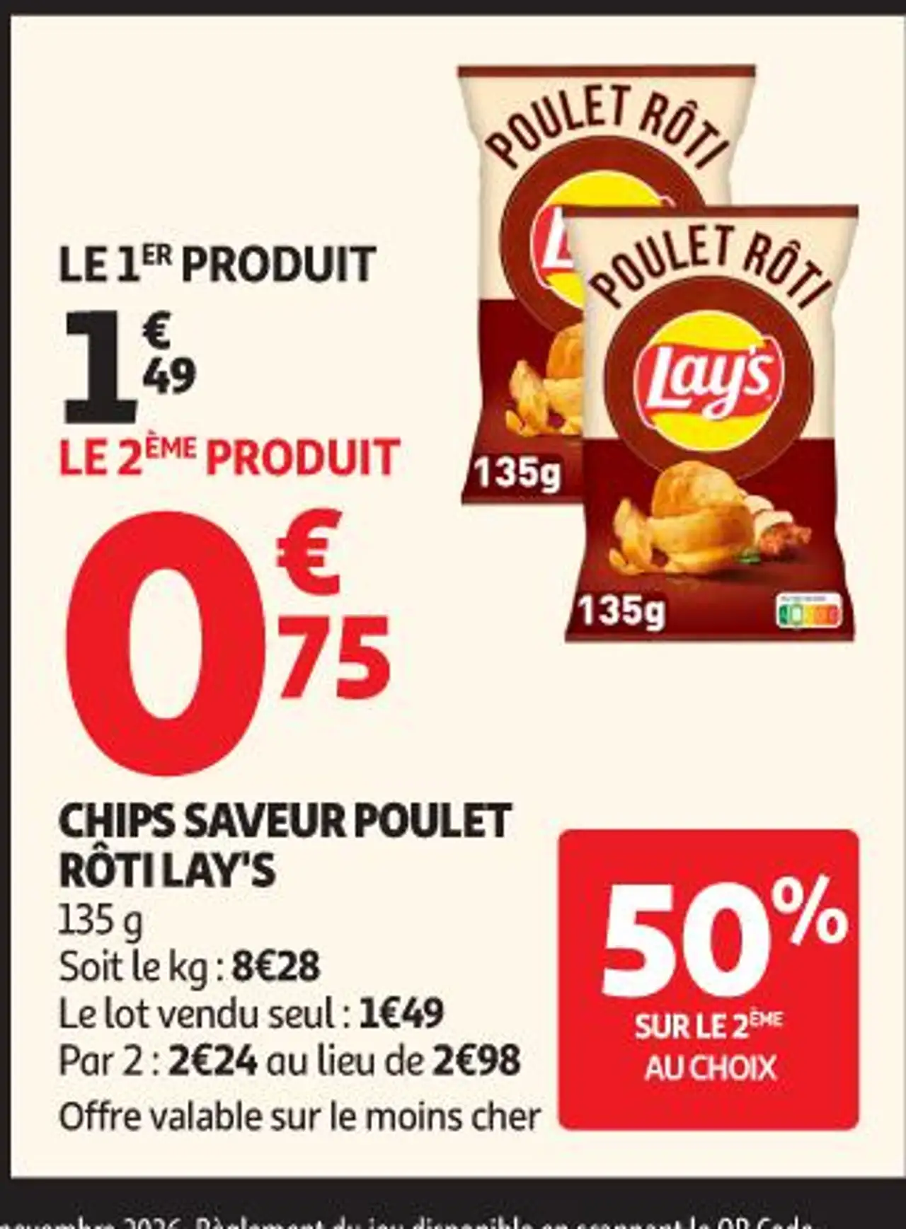 CHIPS SAVEUR POULET RÔTI LAY'S 135 g