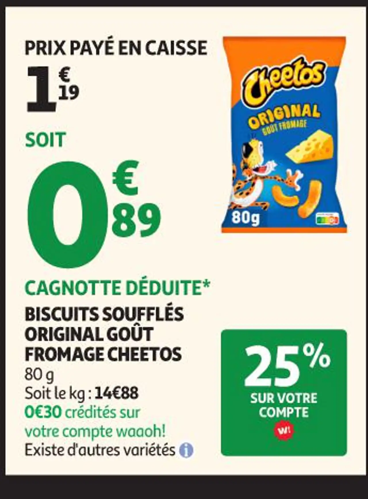 BISCUITS SOUFFLÉS ORIGINAL GOÛT FROMAGE CHEETOS 80 g