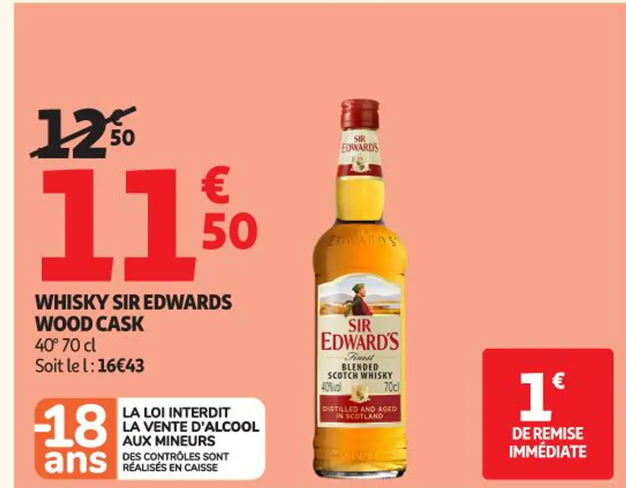 WHISKY SIR EDWARDS WOOD CASK