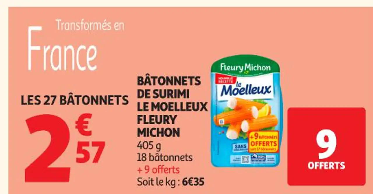 BÂTONNETS DE SURIMI LE MOELLEUX FLEURY MICHON