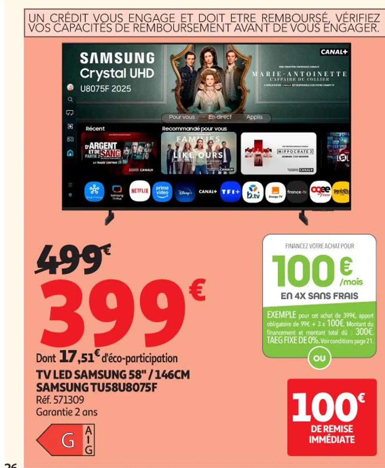 TV LED SAMSUNG 58" / 146CM SAMSUNG TU58U8075F