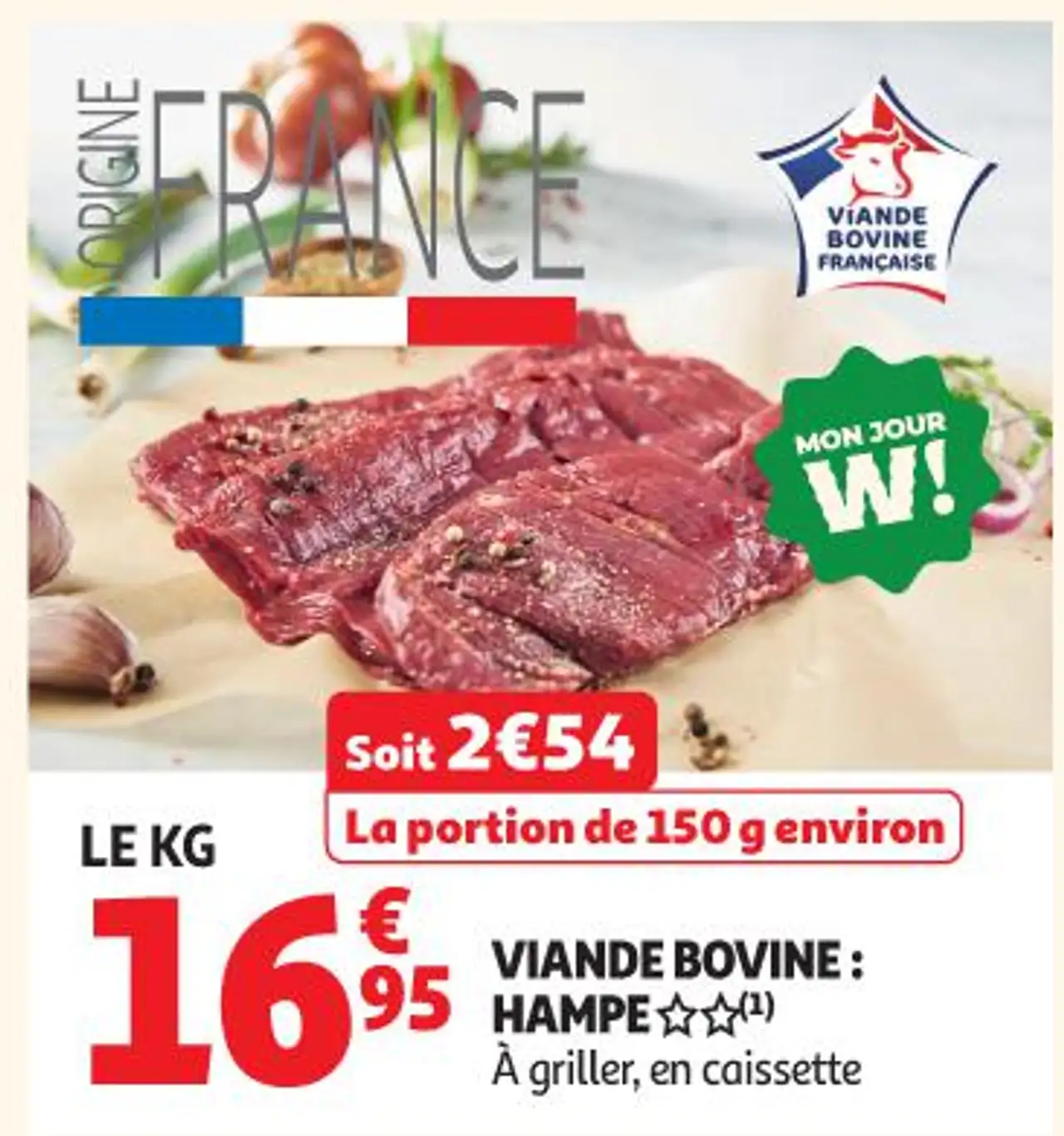 VIANDE BOVINE : HAMPE À griller, en caissette