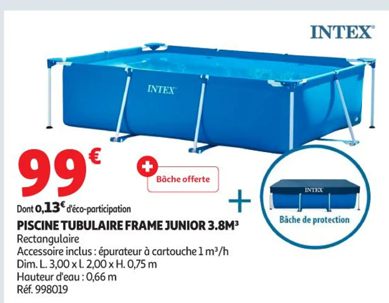 PISCINE TUBULAIRE FRAME JUNIOR 3.8M³ Rectangulaire