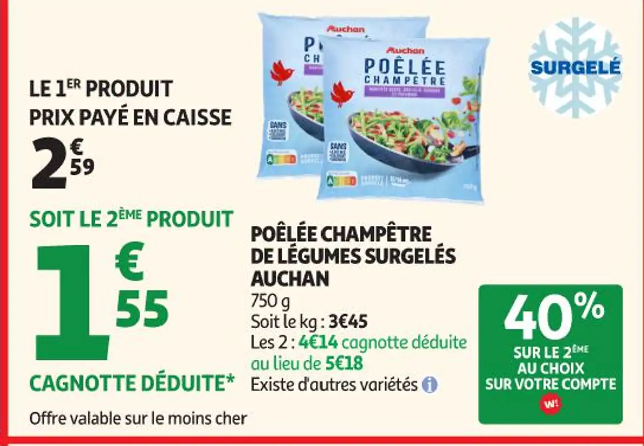 POÊLÉE CHAMPÊTRE DE LÉGUMES SURGELÉS AUCHAN