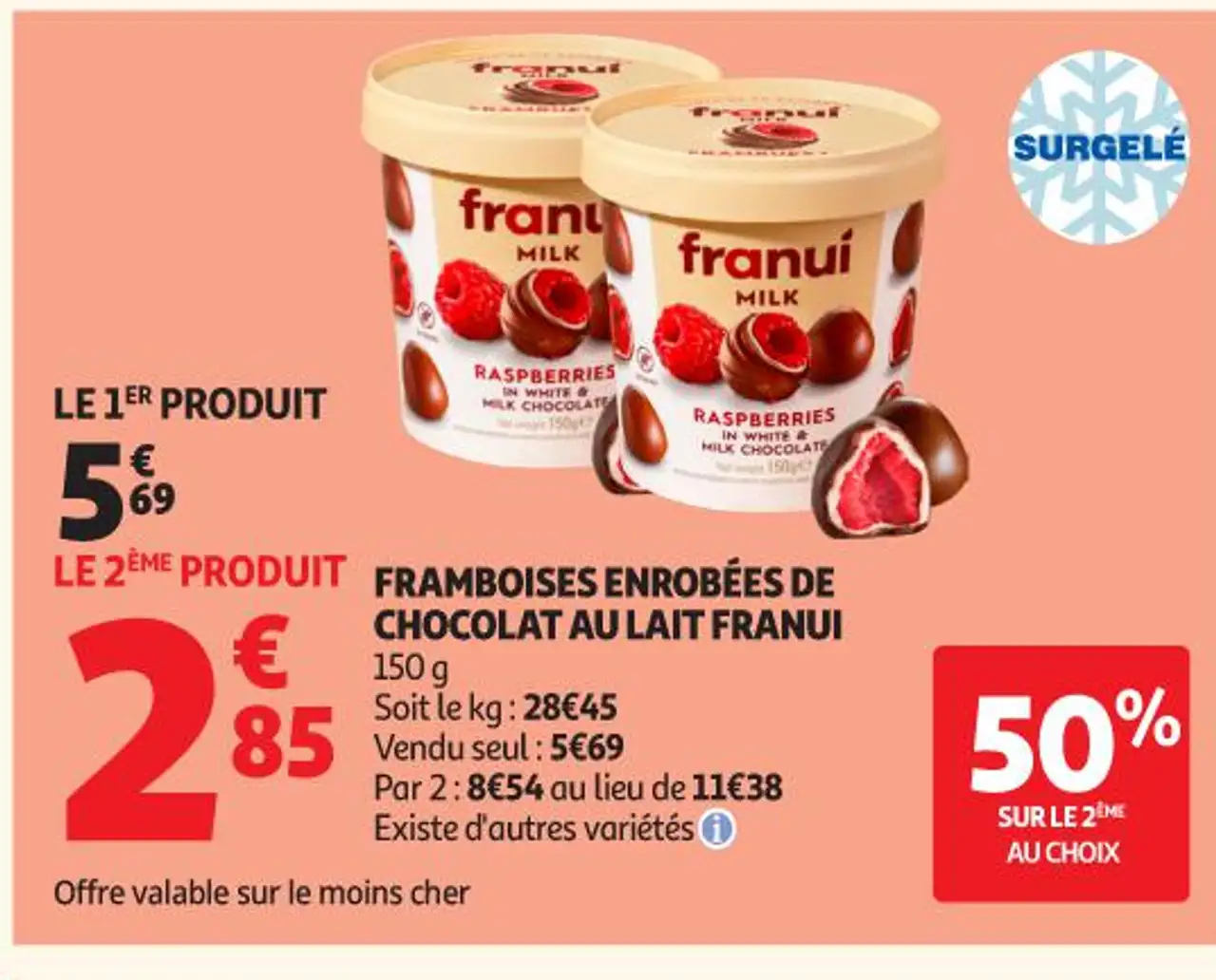 FRAMBOISES ENROBÉES DE CHOCOLAT AU LAIT FRANUI