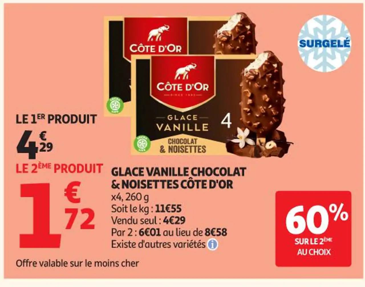 GLACE VANILLE CHOCOLAT & NOISETTES CÔTE D'OR