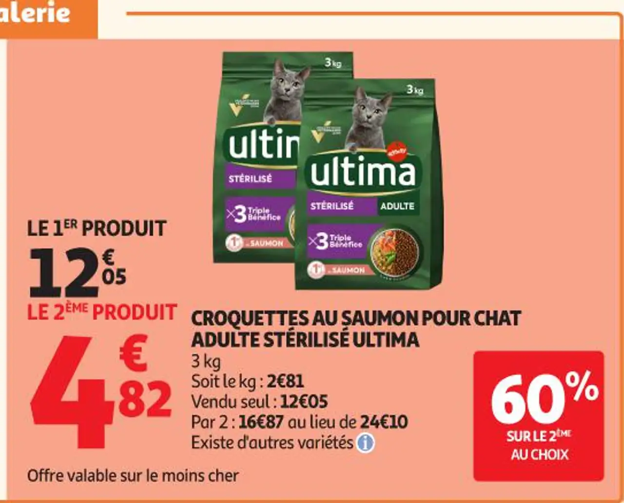 CROQUETTES AU SAUMON POUR CHAT ADULTE STÉRILISÉ ULTIMA