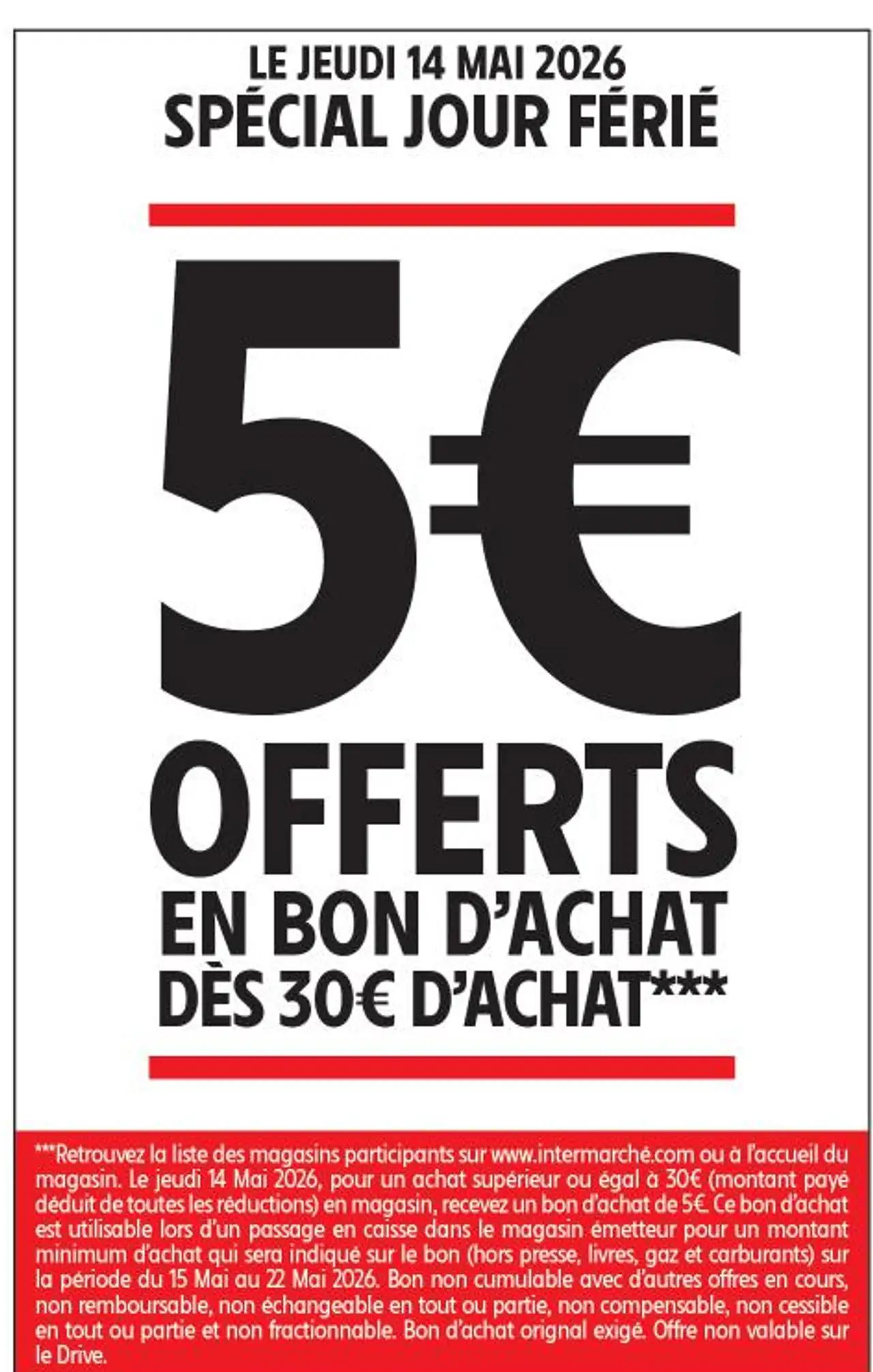 5€ OFFERTS EN BON D'ACHAT DÈS 30€ D'ACHAT