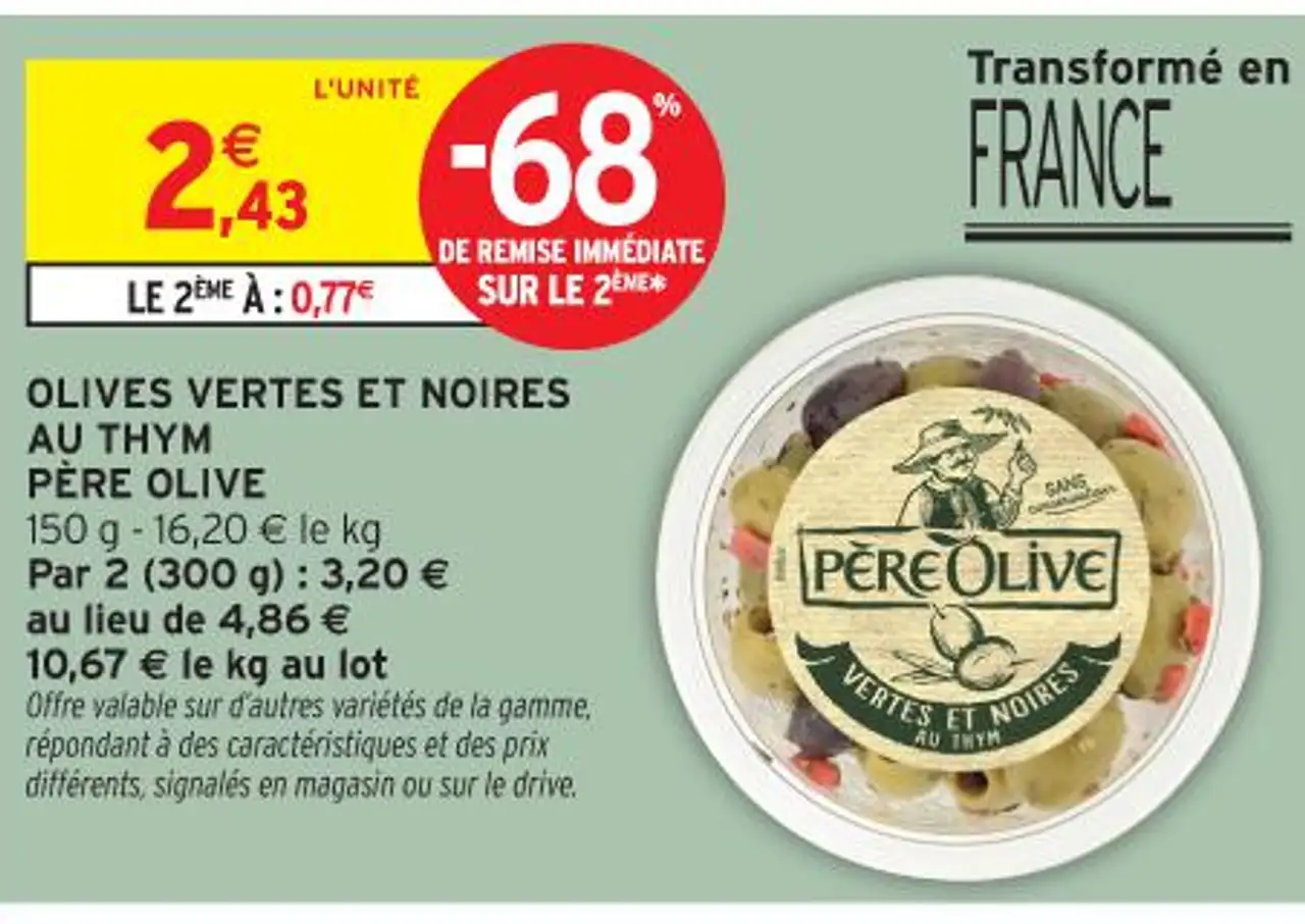 Olives vertes et noires au thym Père Olive
