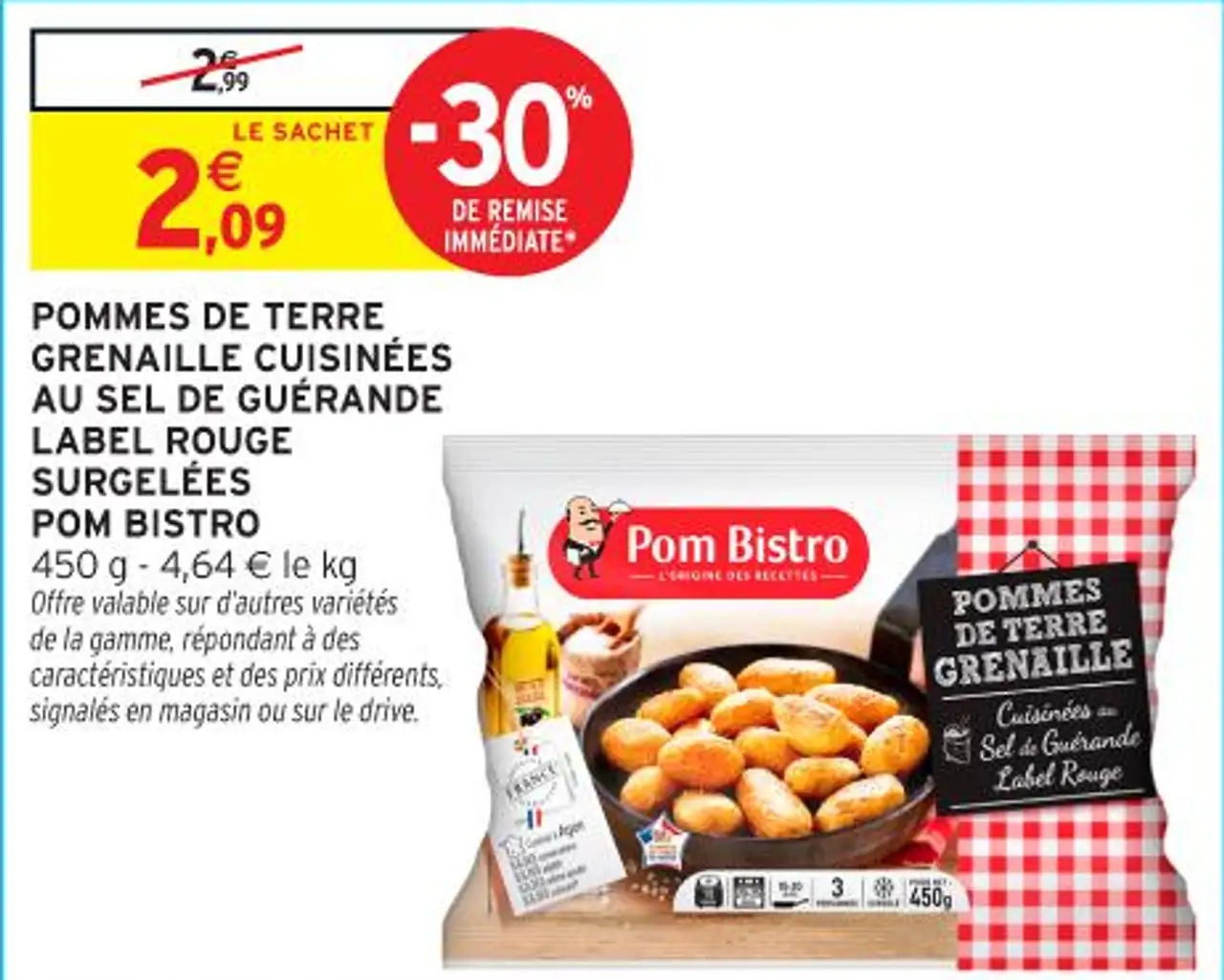 POMMES DE TERRE GRENAILLE CUISINÉES AU SEL DE GUÉRANDE LABEL ROUGE SURGELÉES POM BISTRO