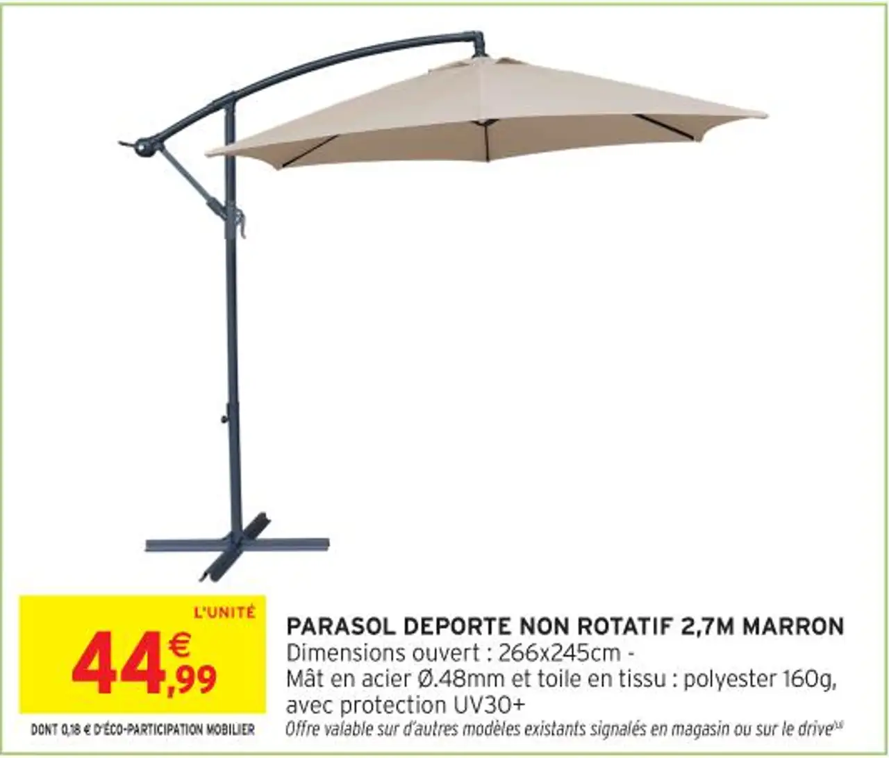 PARASOL DEPORTE NON ROTATIF 2,7M MARRON