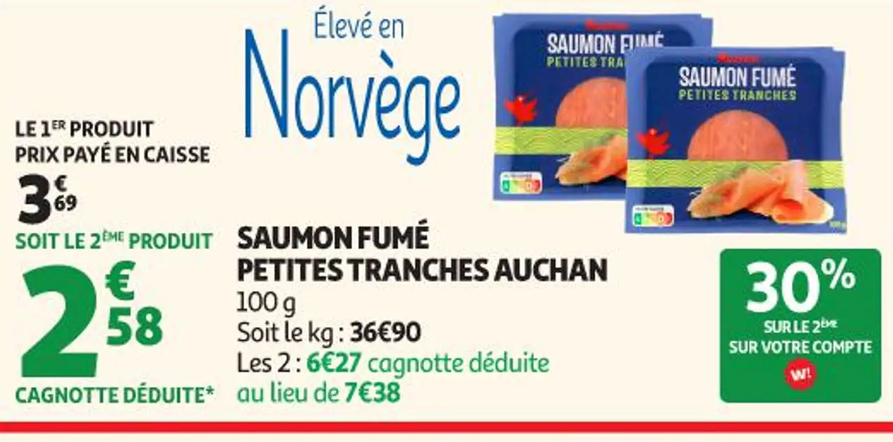 SAUMON FUMÉ PETITES TRANCHES AUCHAN
