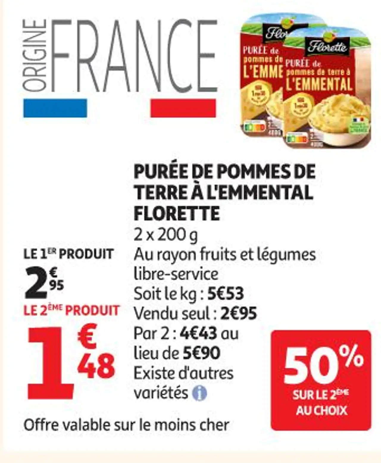 PURÉE DE POMMES DE TERRE À L'EMMENTAL FLORETTE