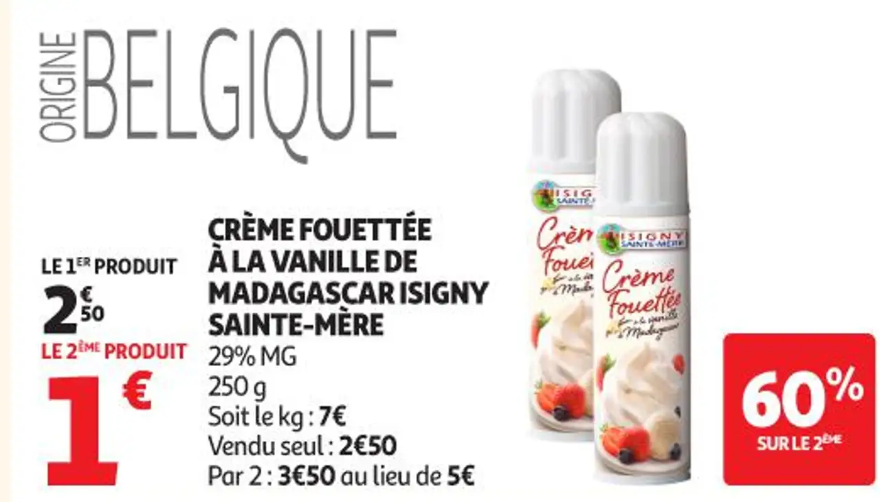 CRÈME FOUETTÉE À LA VANILLE DE MADAGASCAR ISIGNY SAINTE-MÈRE