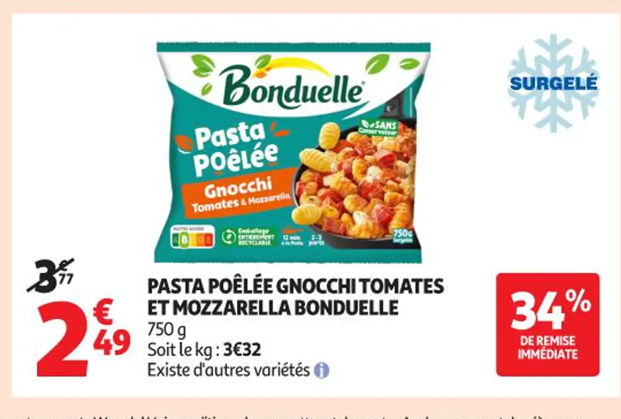 PASTA POÊLÉE GNOCCHI TOMATES ET MOZZARELLA BONDUELLE