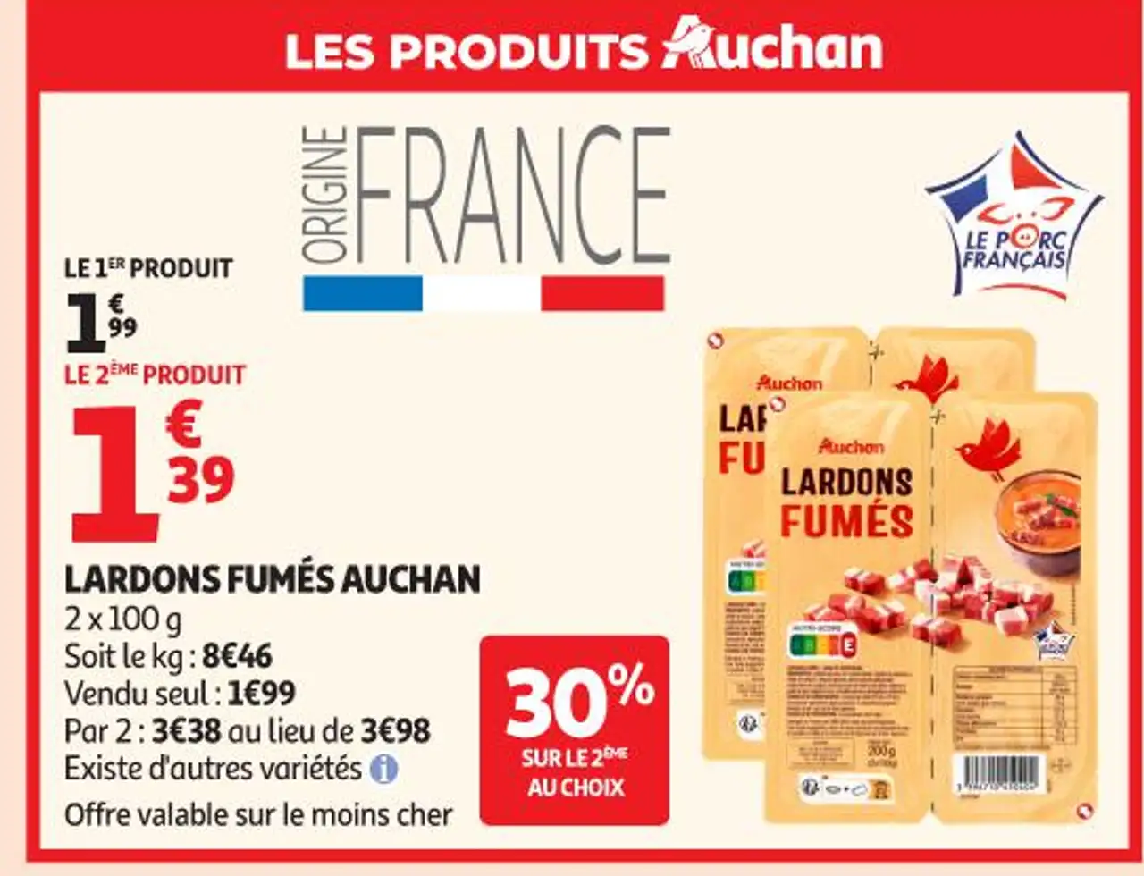 LARDONS FUMÉS AUCHAN