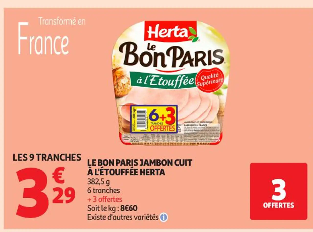 LE BON PARIS JAMBON CUIT À L'ÉTOUFFÉE HERTA