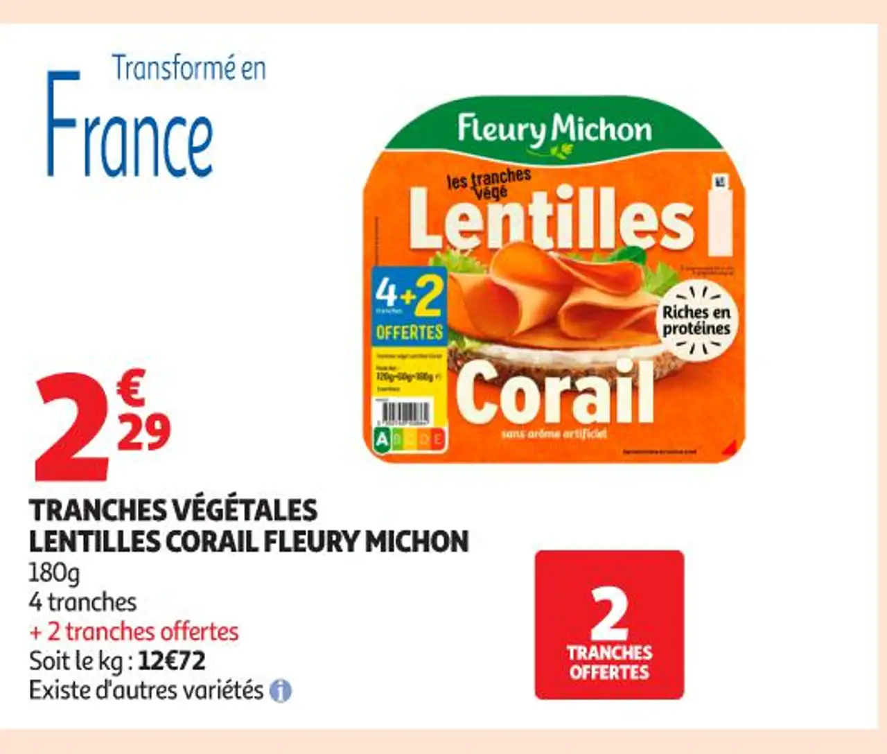 TRANCHES VÉGÉTALES LENTILLES CORAIL FLEURY MICHON