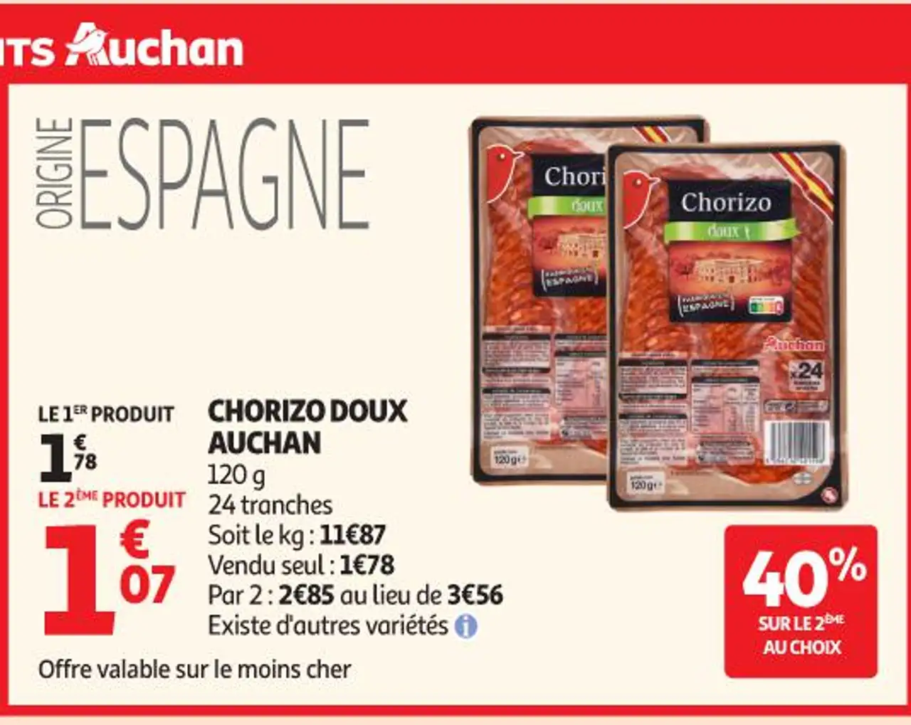 Chorizo doux Auchan