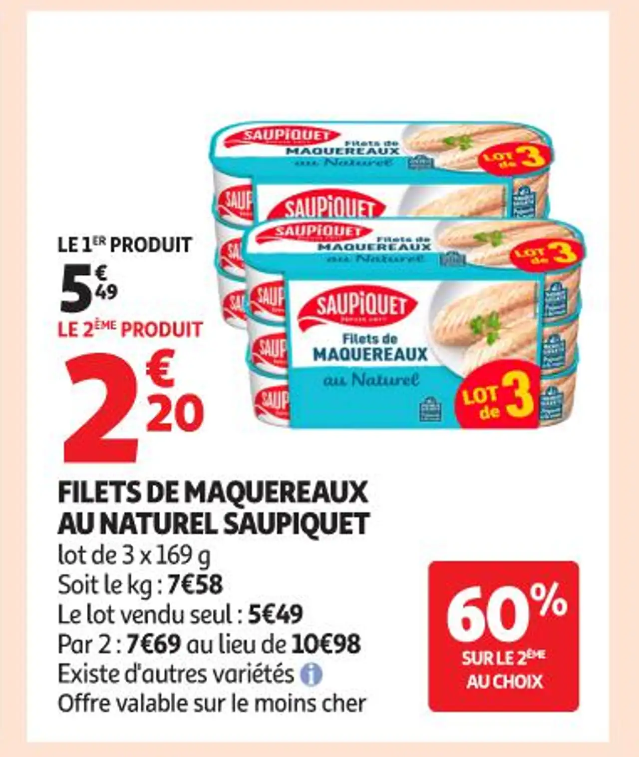 FILETS DE MAQUEREAUX AU NATUREL SAUPIQUET