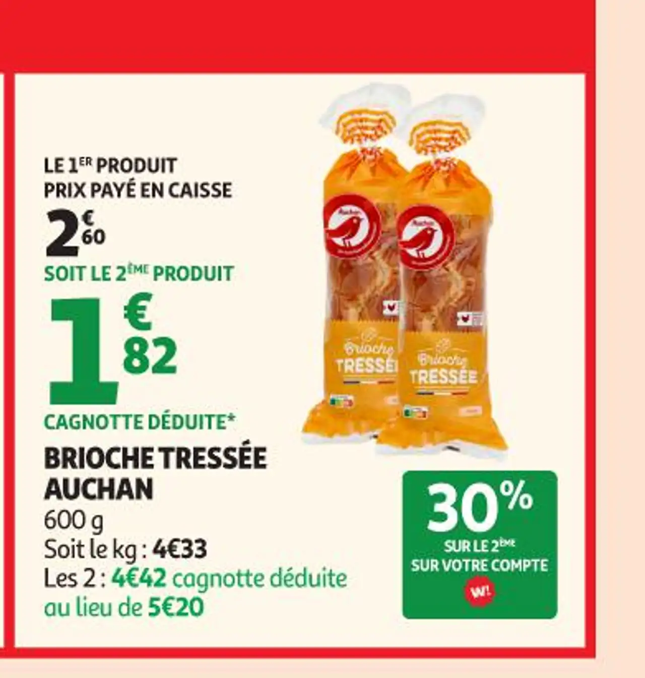 BRIOCHE TRESSÉE AUCHAN