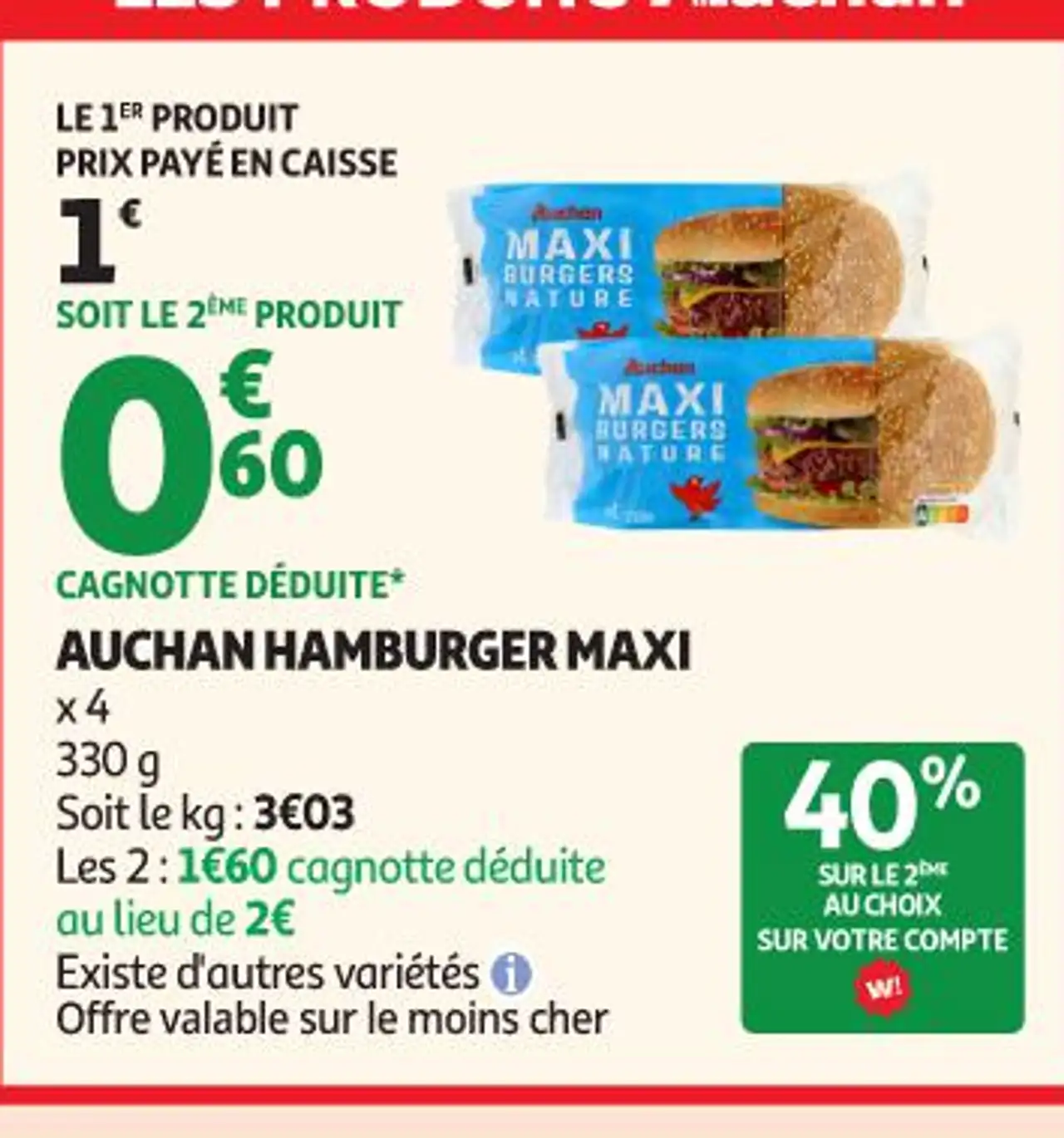 AUCHAN HAMBURGER MAXI