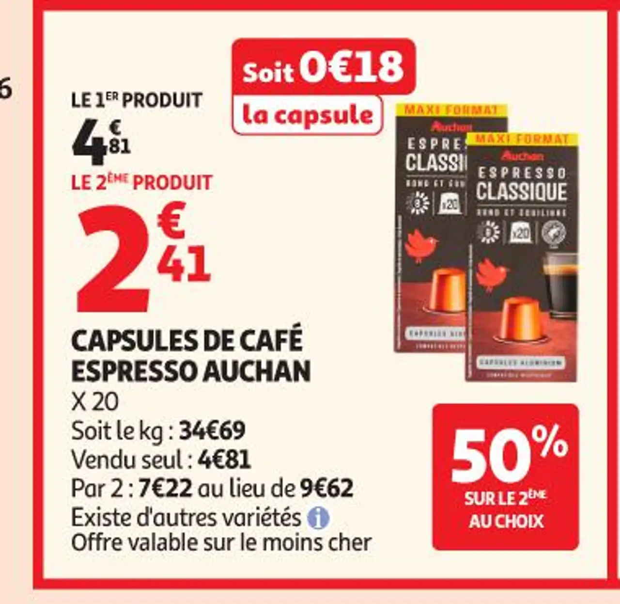 CAPSULES DE CAFÉ ESPRESSO AUCHAN