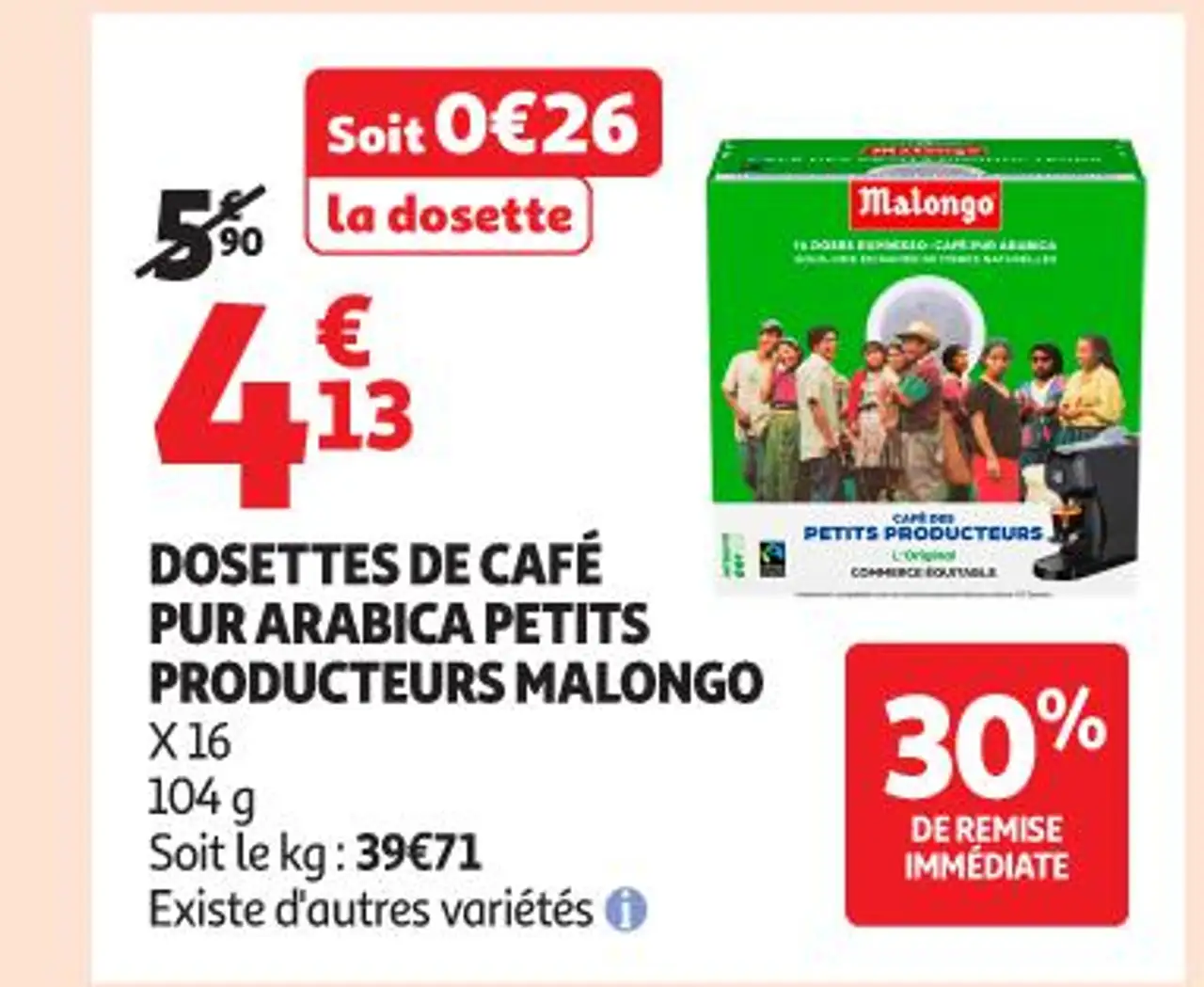 DOSETTES DE CAFÉ PUR ARABICA PETITS PRODUCTEURS MALONGO