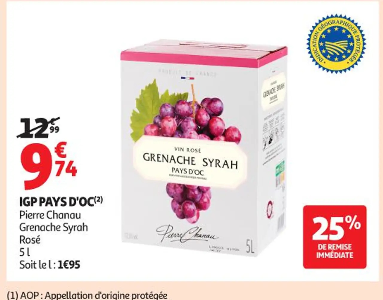IGP PAYS D'OC(2) Pierre Chanau Grenache Syrah Rosé 5 l