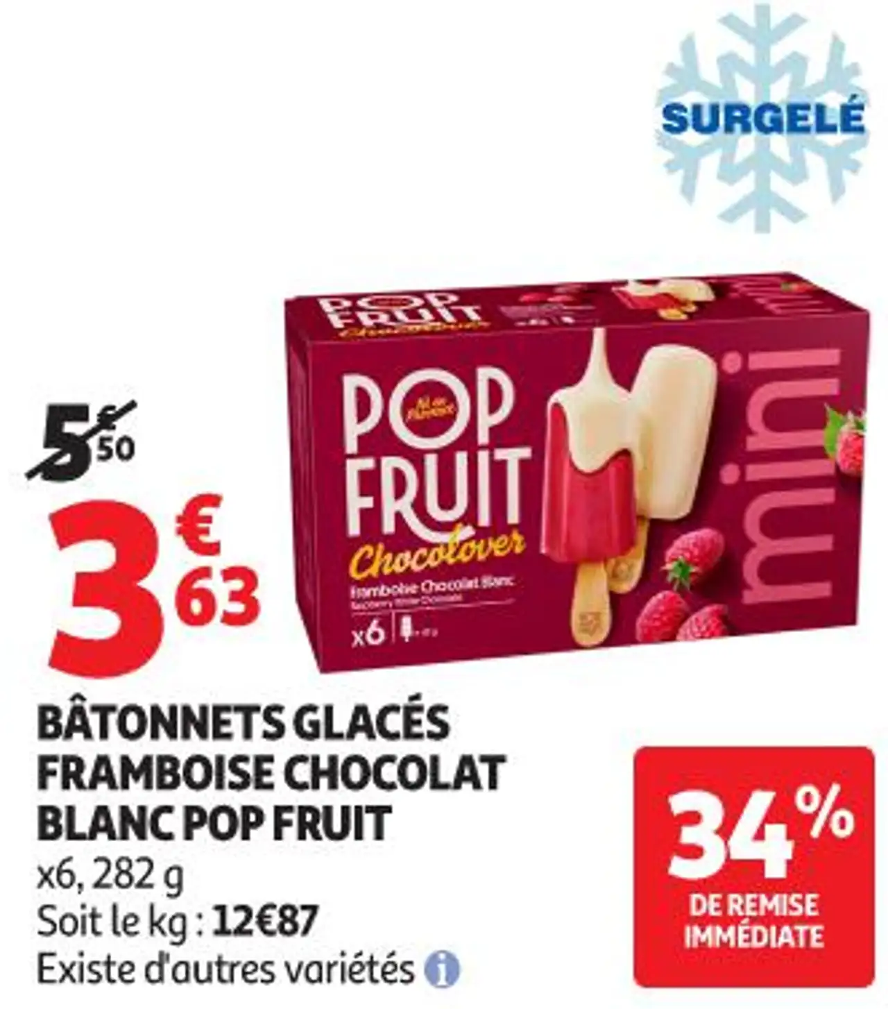 BÂTONNETS GLACÉS FRAMBOISE CHOCOLAT BLANC POP FRUIT