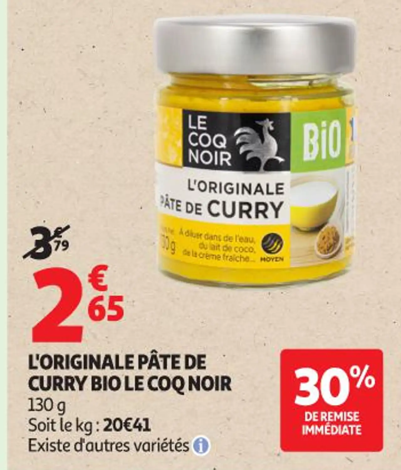 L'ORIGINALE PÂTE DE CURRY BIO LE COQ NOIR