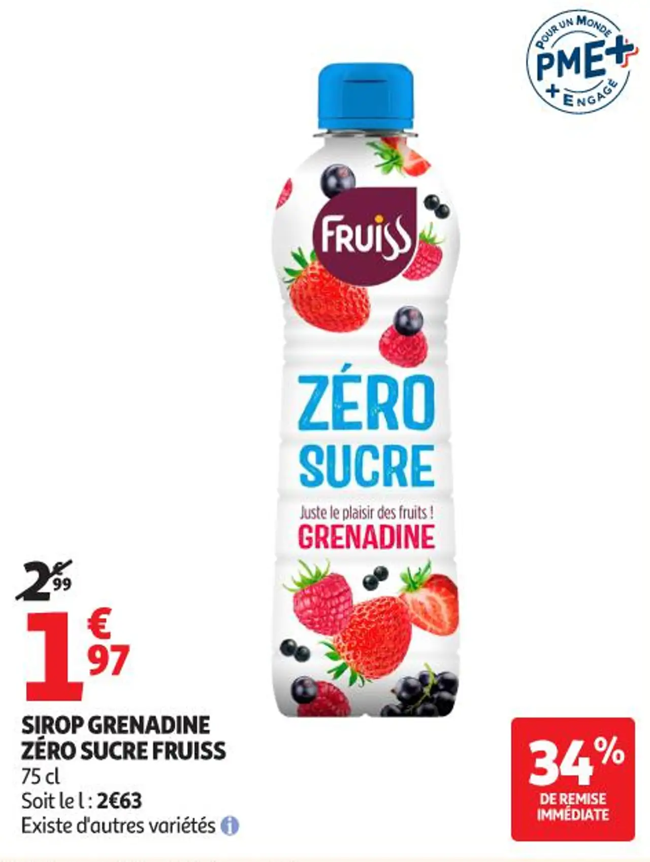 SIROP GRENADINE ZÉRO SUCRE FRUISS 75 cl