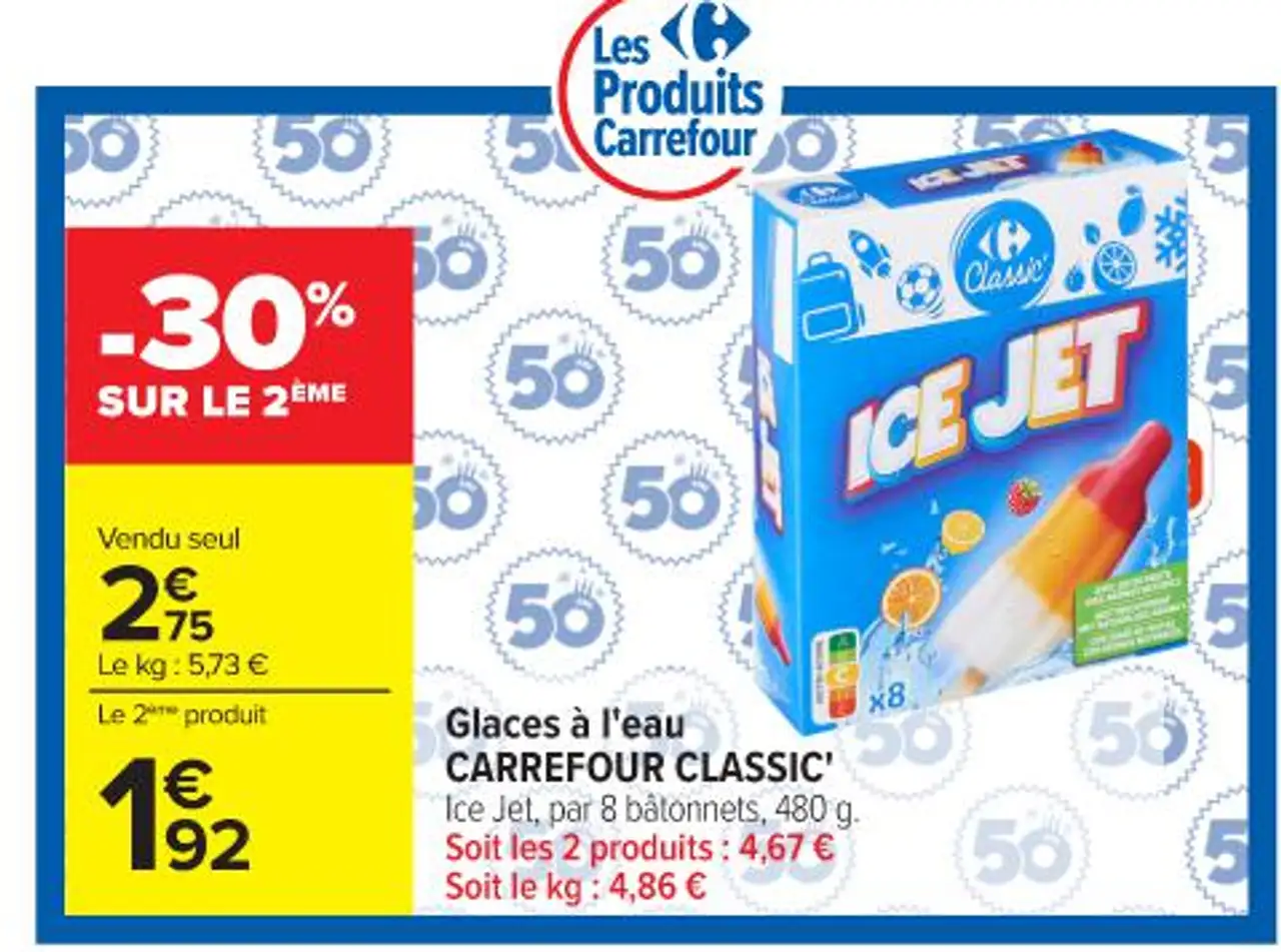 Glaces à l'eau CARREFOUR CLASSIC'