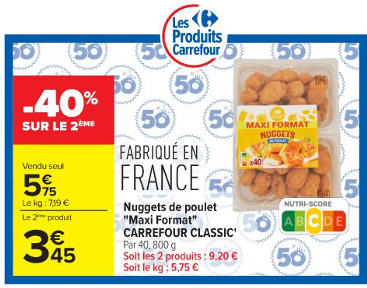 Nuggets de poulet "Maxi Format" CARREFOUR CLASSIC'