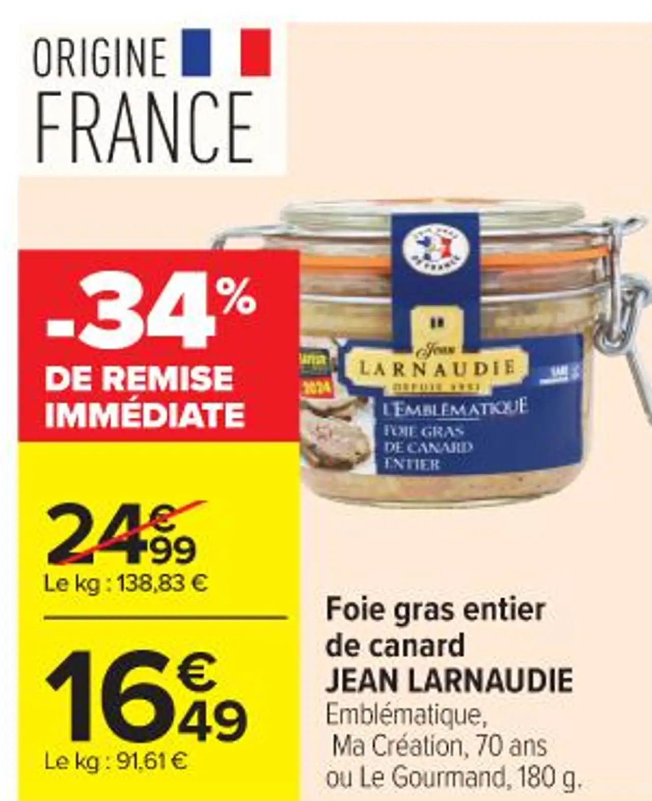 Foie gras entier de canard JEAN LARNAUDIE