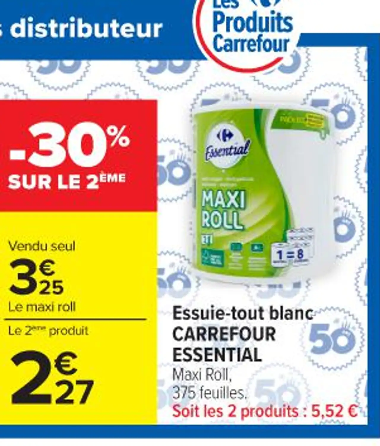 Essuie-tout blanc CARREFOUR ESSENTIAL