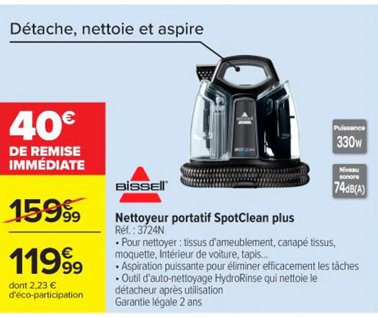 Nettoyeur portatif SpotClean plus BISSELL Réf. : 3724N