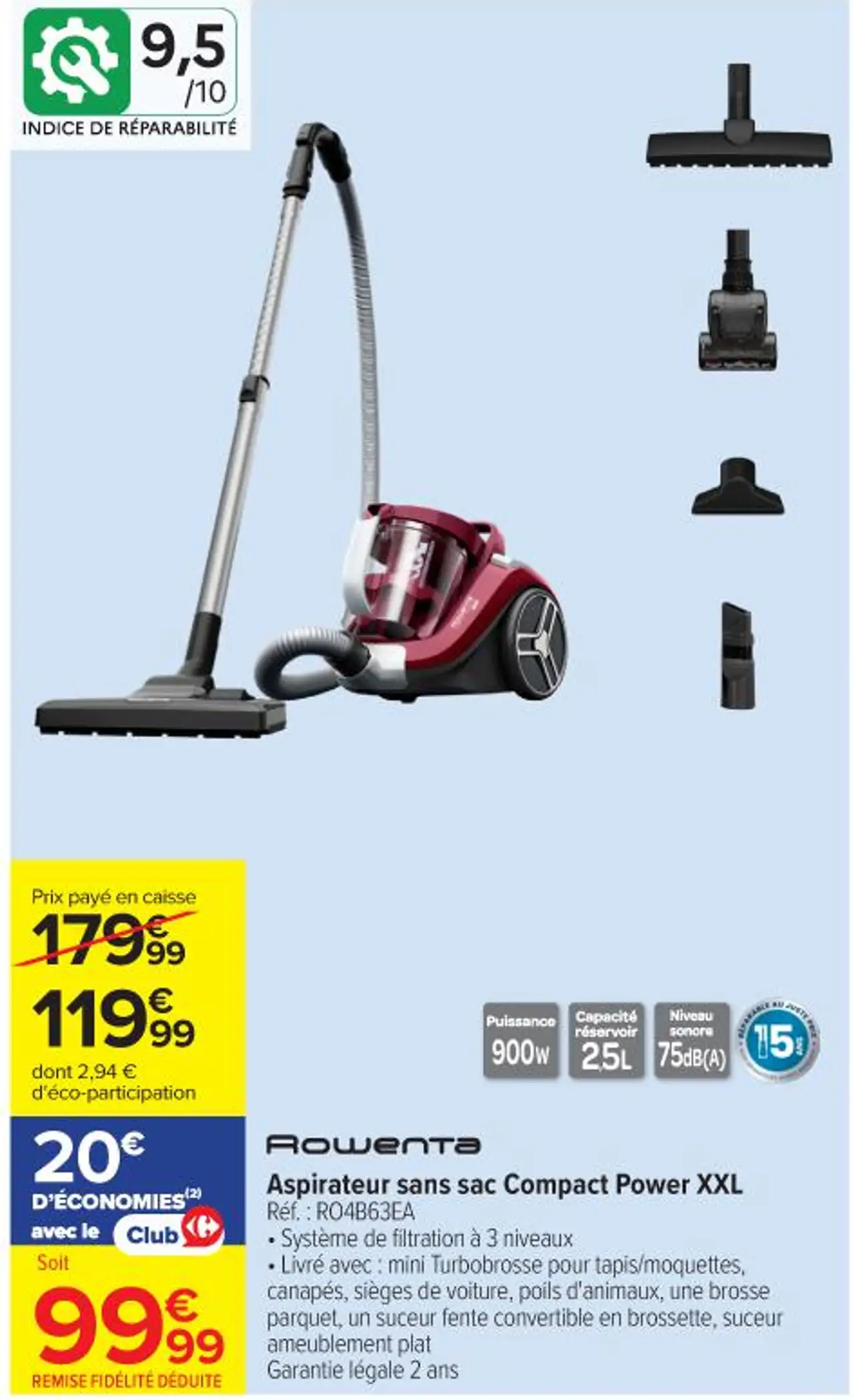 Rowenta Aspirateur sans sac Compact Power XXL