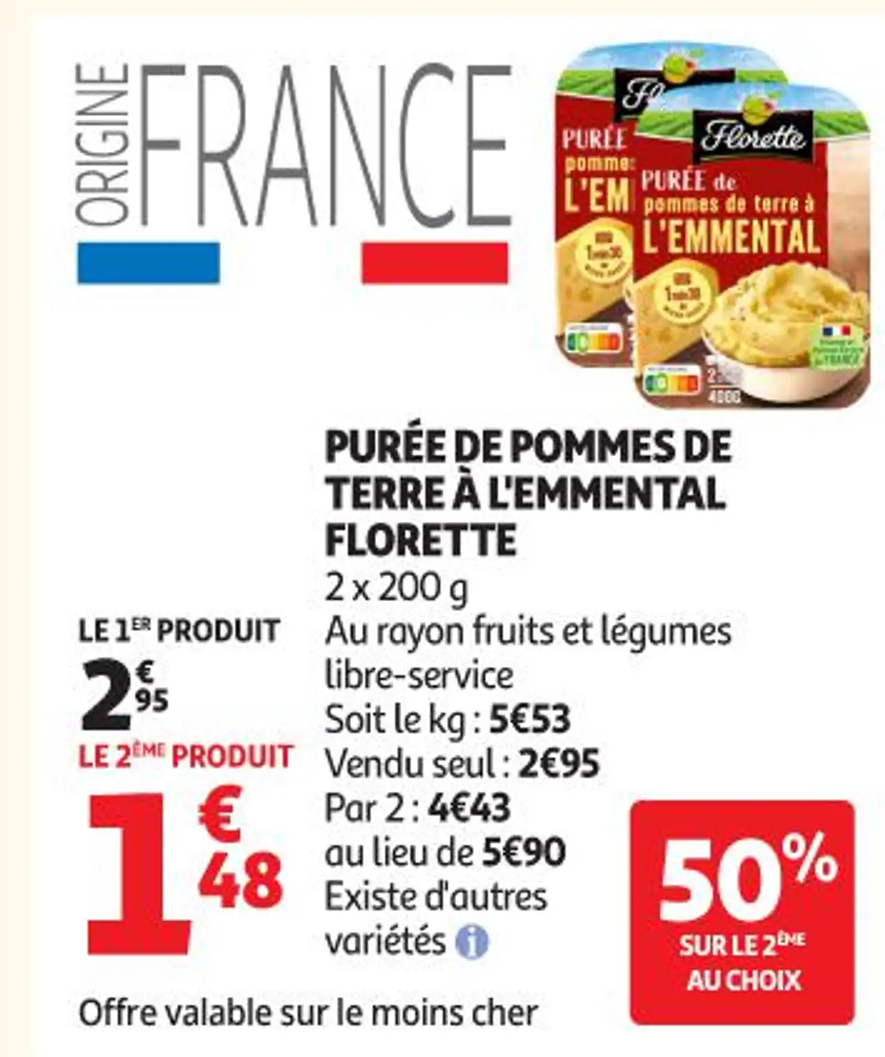 PURÉE DE POMMES DE TERRE À L'EMMENTAL FLORETTE